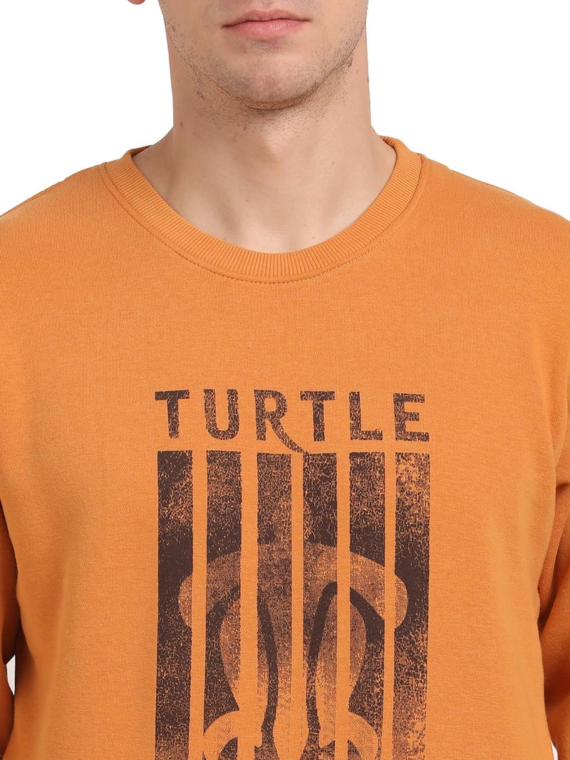 Turtle Men Poly Cotton Slim Fit Full Sleeve Mustard Sweatshirt - Image 5