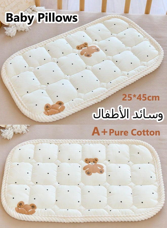 وسادة أطفال، وسائد أطفال لنوم حديثي الولادة (0-12 شهرًا) وسادة من القطن الخالص، وسادة قيلولة للأطفال، نمط طباعة كرتونية، عملية طباعة وصباغة نشطة، عالية الجودة قابلة للغسل في الغسالة - Image 1