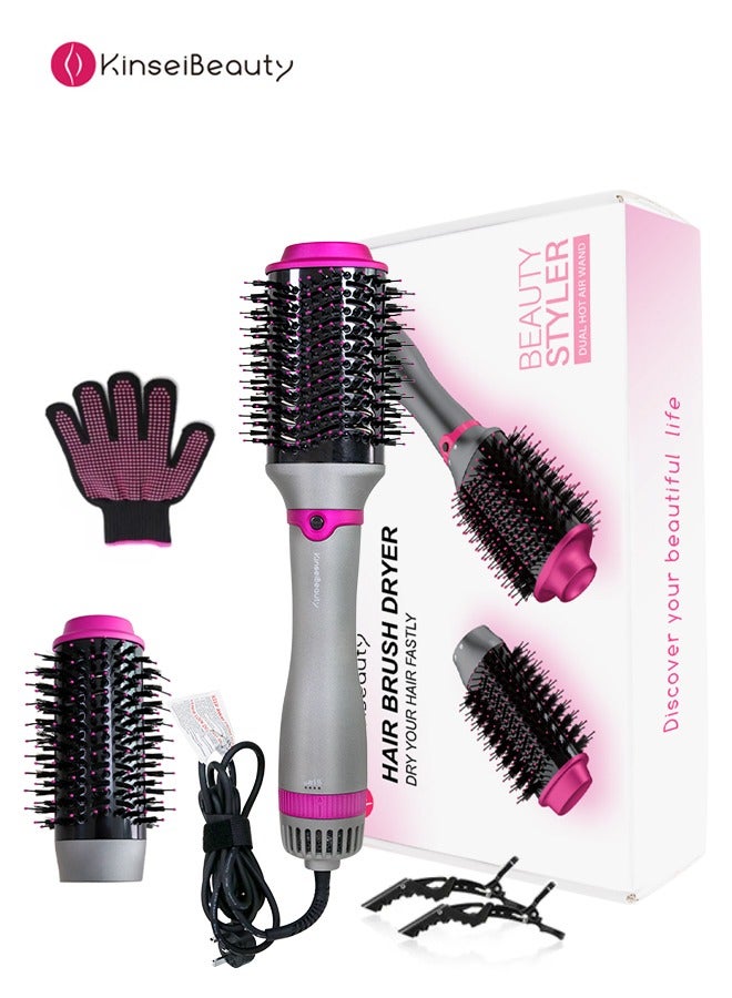 KinseiBeauty 4-In-1 Hot Air Brush, 1200W Electric Hair Dryer Brush with 2 Heads, Hair Styler and Volumizer  - Image 1