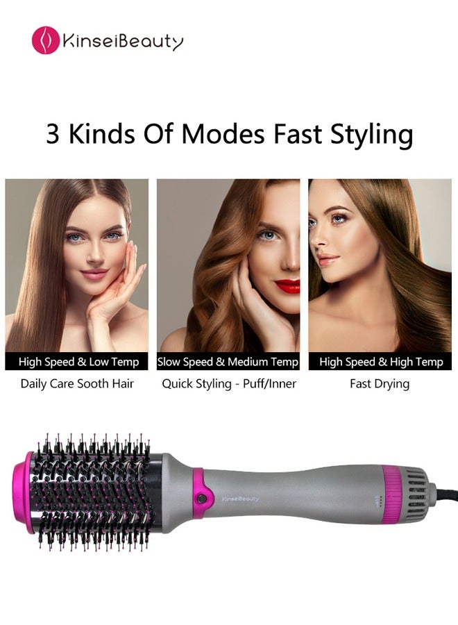 KinseiBeauty 4-In-1 Hot Air Brush, 1200W Electric Hair Dryer Brush with 2 Heads, Hair Styler and Volumizer  - Image 2