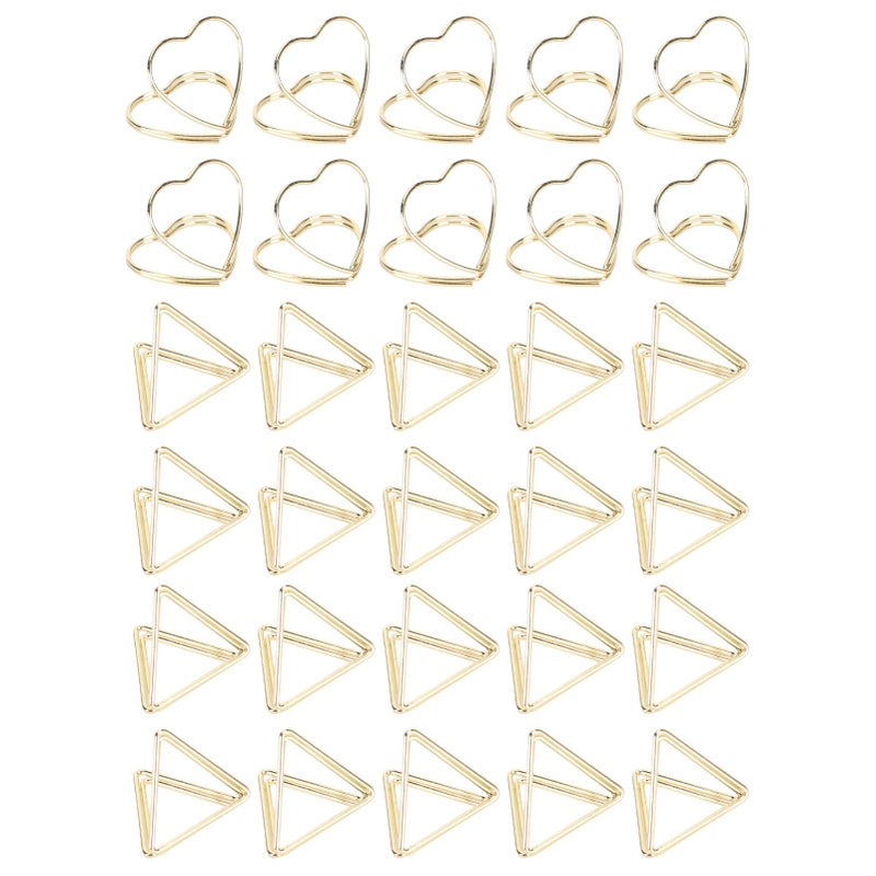 Triangular Heart Shaped Metal Paper Clips 30Pcs Rustproof for School Office File Classification - Image 2