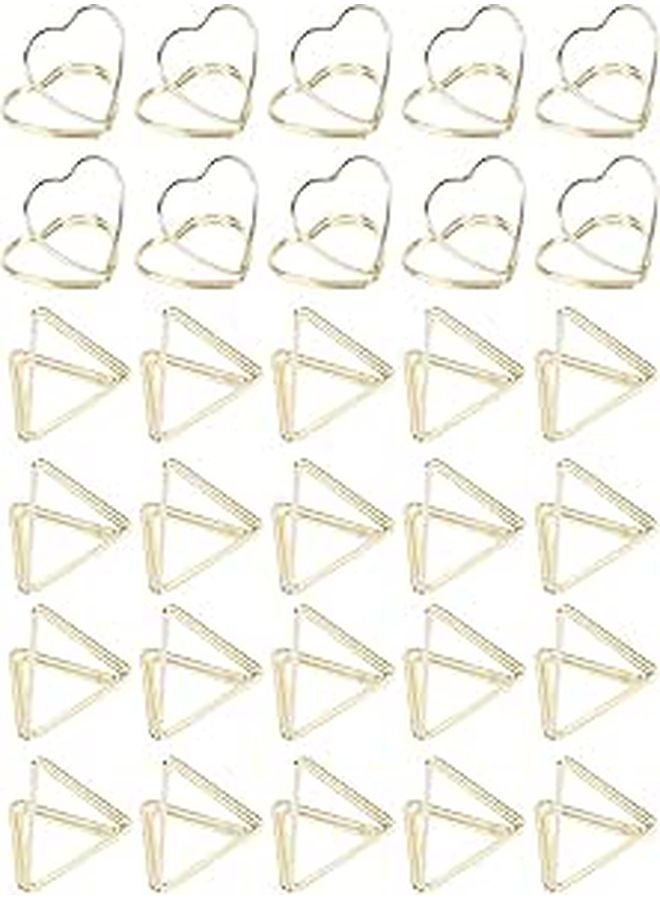 Triangular Heart Shaped Metal Paper Clips 30Pcs Rustproof for School Office File Classification - Image 1