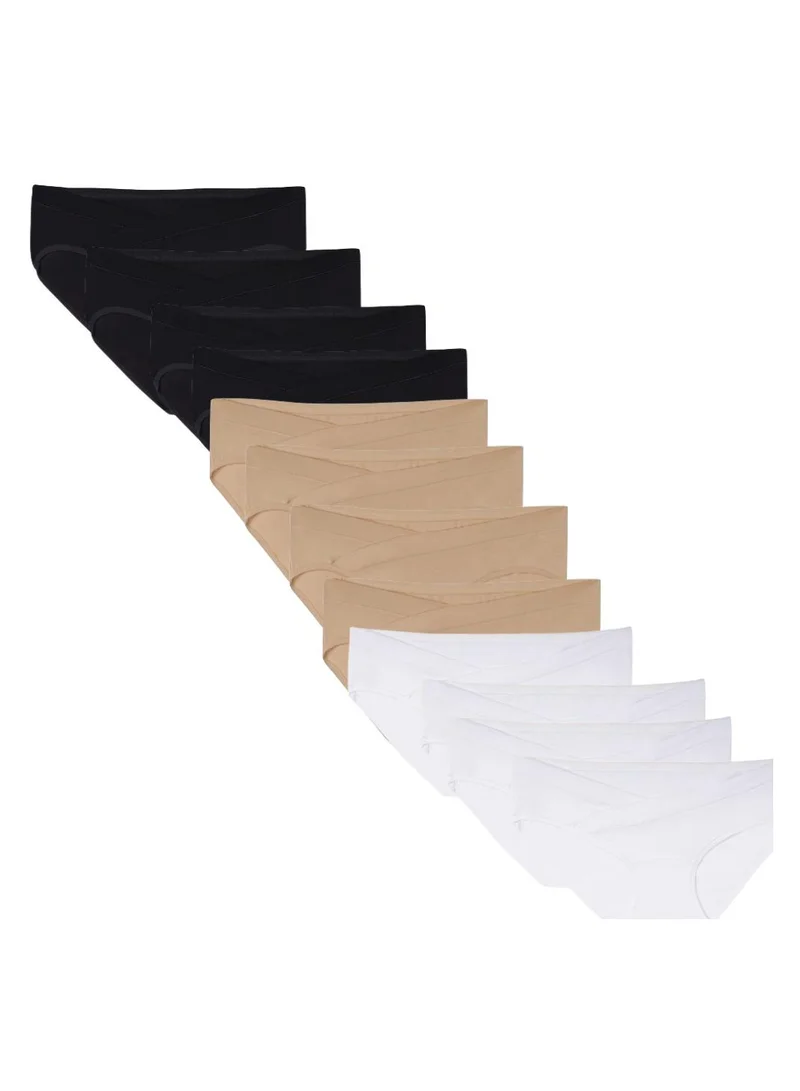 تامي عبوة من 12 قطعة من سراويل الأمومة منخفضة الخصر من قطن الخيزران - عبوة متعددة الألوان