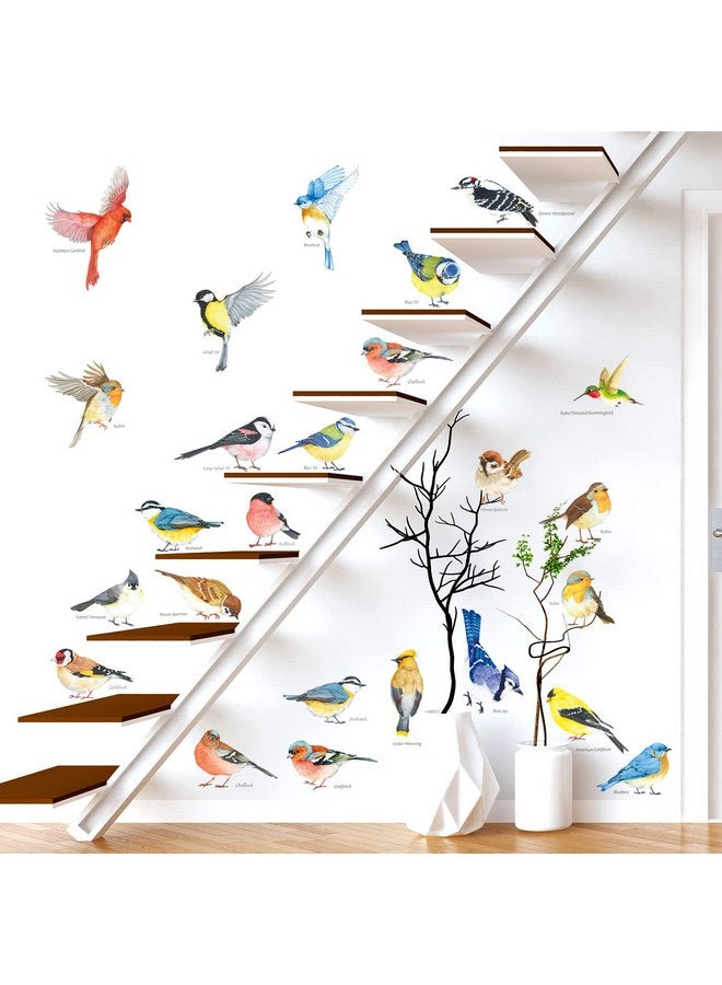 ديكو وال ملصقات حائط فنية على شكل طيور صغيرة من DECOWALL DS4-8063، قابلة للإزالة واللصق، ديكور فني لغرفة نوم الأطفال، شجرة، فرع طائر، ديكور منزلي من الفينيل، زهور، ألوان مائية، ملونة - Image 3