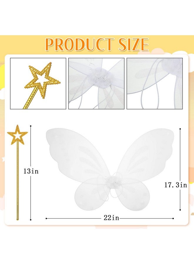 Sratte Girls Fairy Costumes Fairy Wings Dress Up Wings Star Wand And Gold Crowns Halloween Costume Dress Up Accessories 13 Inches Gold Fairy Wand Party Crowns Birthday Decorations Party Play Accessories  - Image 4