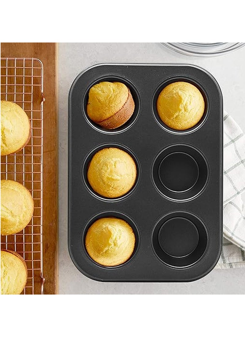 CC Bin Shihon Vezza Non Stick Carbon Steel Cup Cake Muffin Tray Baking Mould 6 Cavity Muffin Baking pan  - Image 5