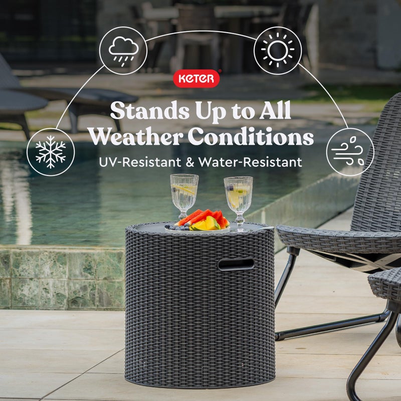 Keter Cool Side Table Cooler 3 in 1 Outdoor Patio Table and Ice Chest Storage, Ideal Hot Tub Table, Decor and Outdoor Patio Bar, Portable Bar, Graphite - Image 3