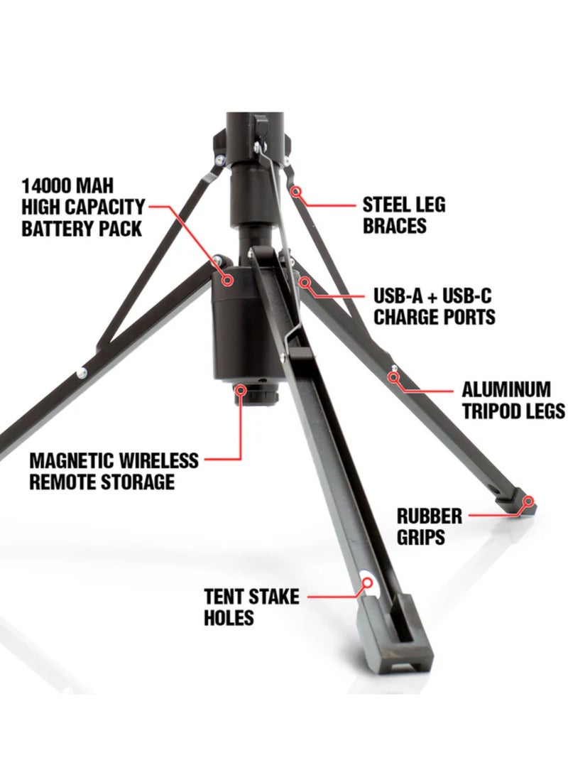 STKR Telescoping Rechargeable Area Light, 10 Foot extension, Remote Control, 2600 Lumens, Over-lander - Image 4