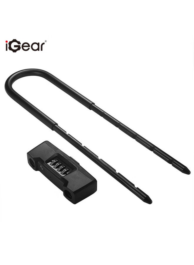 Igear 4-digit Password U-shaped Lock, Office Double-opening, Office Shop Glass Door Lock, Anti-shear, Anti-pry, Shop Black Padlock - Image 1