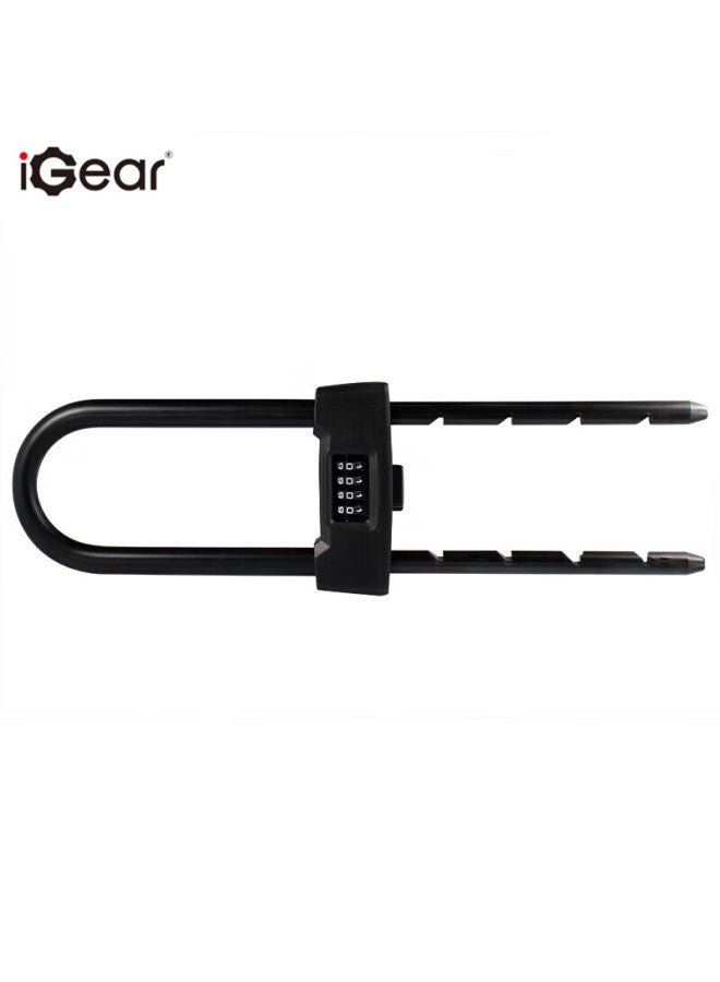 Igear 4-digit Password U-shaped Lock, Office Double-opening, Office Shop Glass Door Lock, Anti-shear, Anti-pry, Shop Black Padlock - Image 5