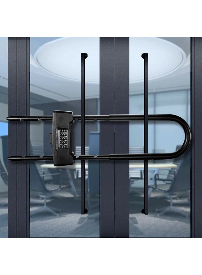 Igear 4-digit Password U-shaped Lock, Office Double-opening, Office Shop Glass Door Lock, Anti-shear, Anti-pry, Shop Black Padlock - Image 3