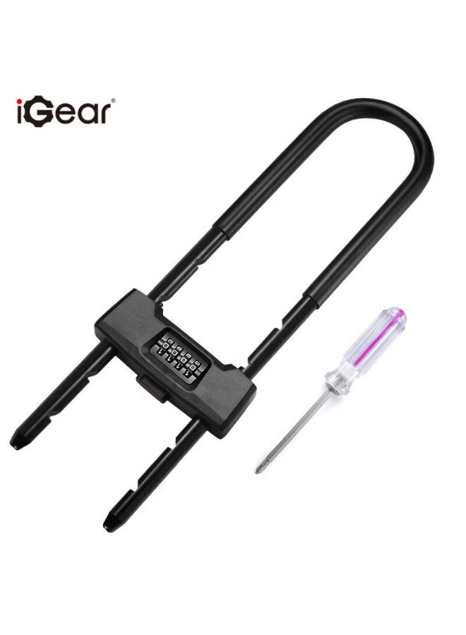 Igear 4-digit Password U-shaped Lock, Office Double-opening, Office Shop Glass Door Lock, Anti-shear, Anti-pry, Shop Black Padlock - Image 2