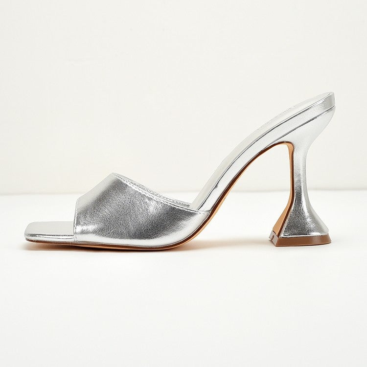 Silver Square Toe High Heel Sandals - Image 3