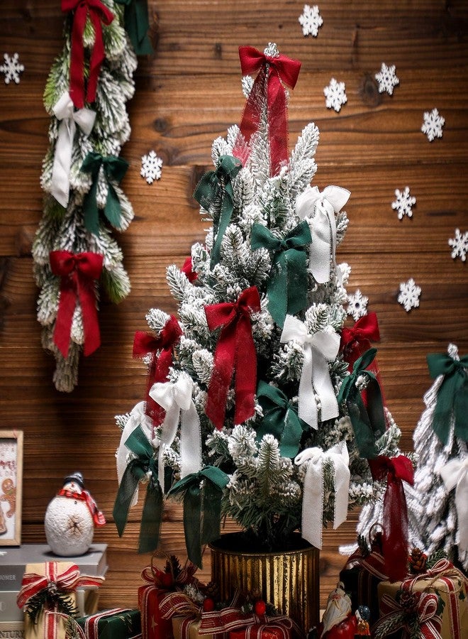 Arrowbash مجموعة من 36 قطعة من فيونكات الشيفون الحريرية لعيد الميلاد من آروباش، مقاس 3.5 بوصة، لتزيين شجرة عيد الميلاد، وزينة معلقة، وفيونكات شريطية مربوطة مسبقًا مع أربطة ملتوية لتغليف الهدايا، والأعمال اليدوية، وأكياس الحلوى، وتوزيعات الحفلات (لون داكن). - Image 3