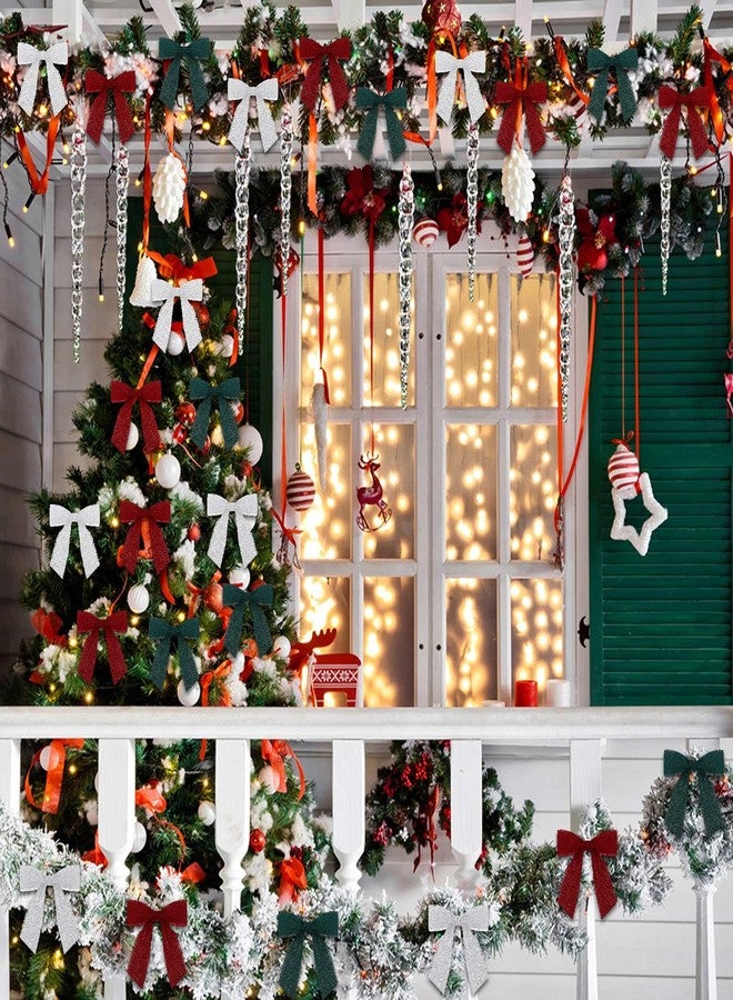 Arrowbash مجموعة من 36 قطعة من فيونكات الشيفون الحريرية لعيد الميلاد من آروباش، مقاس 3.5 بوصة، لتزيين شجرة عيد الميلاد، وزينة معلقة، وفيونكات شريطية مربوطة مسبقًا مع أربطة ملتوية لتغليف الهدايا، والأعمال اليدوية، وأكياس الحلوى، وتوزيعات الحفلات (لون داكن). - Image 4