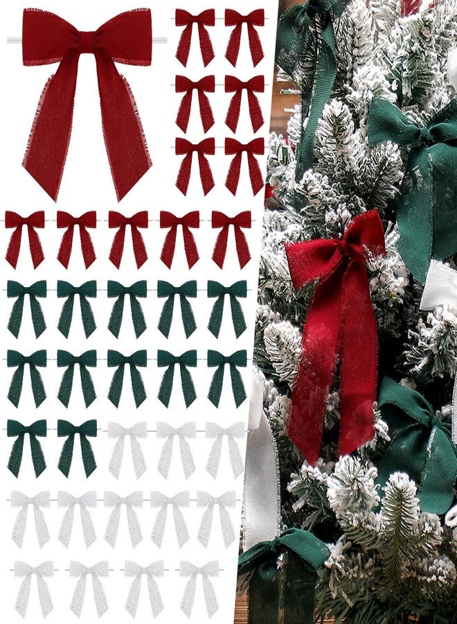Arrowbash مجموعة من 36 قطعة من فيونكات الشيفون الحريرية لعيد الميلاد من آروباش، مقاس 3.5 بوصة، لتزيين شجرة عيد الميلاد، وزينة معلقة، وفيونكات شريطية مربوطة مسبقًا مع أربطة ملتوية لتغليف الهدايا، والأعمال اليدوية، وأكياس الحلوى، وتوزيعات الحفلات (لون داكن). - Image 1