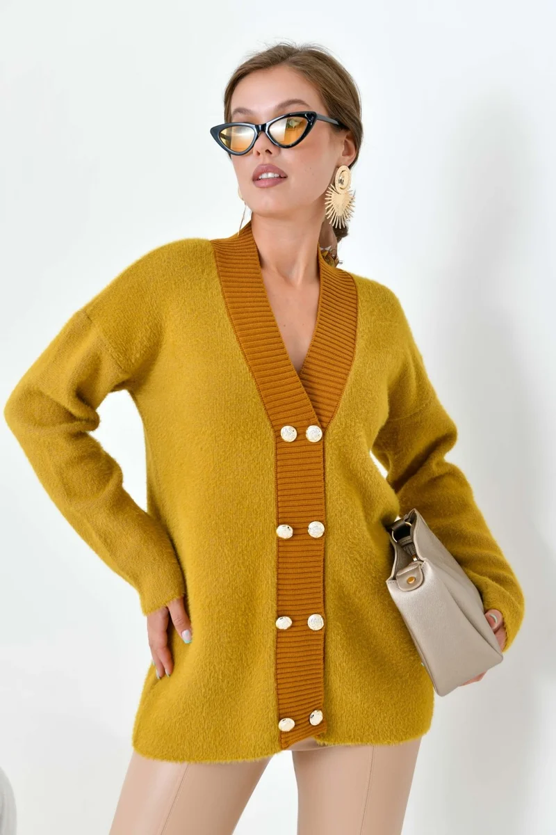 Garmi Women's Button Detail Cardigan Olive