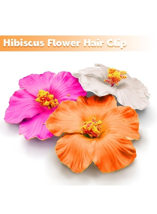 3 Pieces Hawaiian Plumeria Flower Hair Clips Hibiscus Hair Clip Artificial Foam Flower Clips for Women Girls Bridal Wedding Luau Beach Tropical Vacation Party Decoration,3.5 Inch (Multi-color) - Image 3