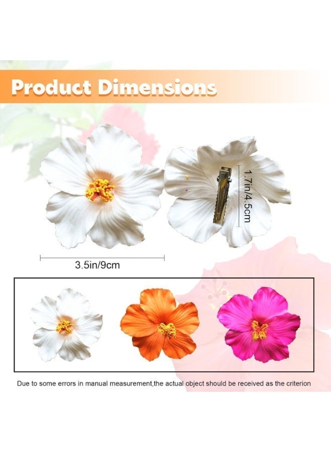 3 Pieces Hawaiian Plumeria Flower Hair Clips Hibiscus Hair Clip Artificial Foam Flower Clips for Women Girls Bridal Wedding Luau Beach Tropical Vacation Party Decoration,3.5 Inch (Multi-color) - Image 2