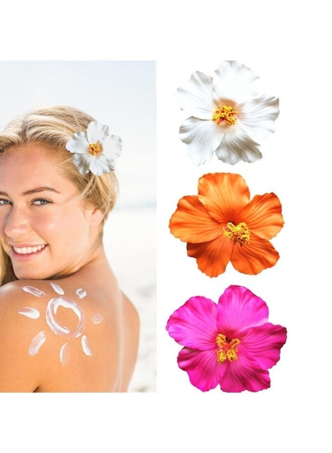 3 Pieces Hawaiian Plumeria Flower Hair Clips Hibiscus Hair Clip Artificial Foam Flower Clips for Women Girls Bridal Wedding Luau Beach Tropical Vacation Party Decoration,3.5 Inch (Multi-color) - Image 1