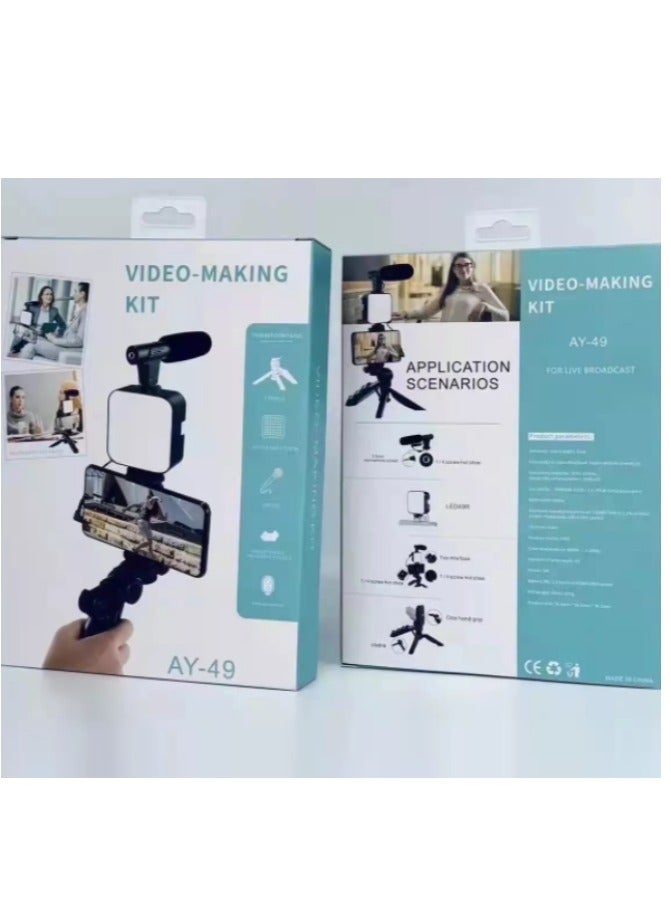 Vlogging Live Streaming Kit With Microphone Tripod Black - Image 2