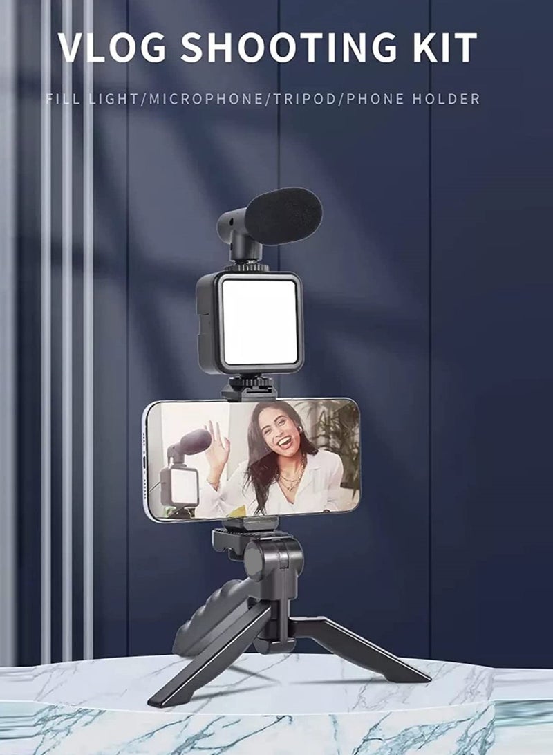 Vlogging Live Streaming Kit With Microphone Tripod Black - Image 3