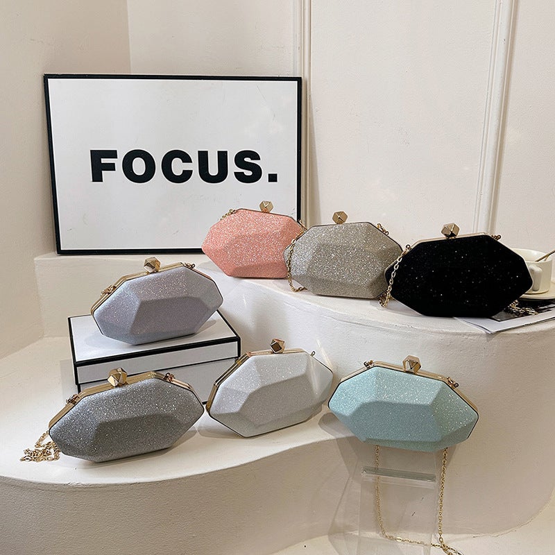 Sequin Chain Celebrity Evening Bag Fashion Party All-Match Banquet Bag High-End Geometric Shoulder Bag - Image 3