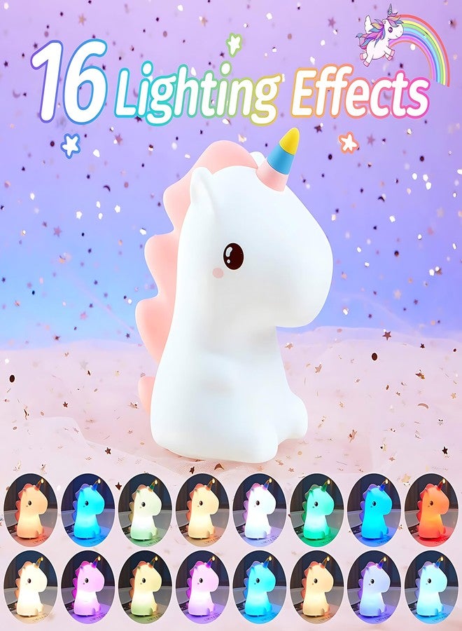 Pokanic Kids LED Night Light - Rechargeable Portable Silicone Lamp with Remote Control, Multi-Color USB Powered Cute Animal Nightlight for Bedroom, Baby, Toddler, Boys, Girls, Home Decor (Unicorn) - Image 2