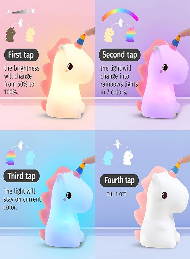 Pokanic Kids LED Night Light - Rechargeable Portable Silicone Lamp with Remote Control, Multi-Color USB Powered Cute Animal Nightlight for Bedroom, Baby, Toddler, Boys, Girls, Home Decor (Unicorn) - Image 4