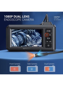 DEPSTECH Dual Lens Industrial Endoscope, 1080P Digital Borescope Inspection Camera, 7.9mm IP67 Waterproof Camera, Sewer Camera with 4.3" LCD Screen,7 LED Lights,16.5FT Semi-Rigid Cable,32GB Card-Black  - Image 2