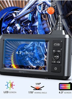 DEPSTECH Dual Lens Industrial Endoscope, 1080P Digital Borescope Inspection Camera, 7.9mm IP67 Waterproof Camera, Sewer Camera with 4.3" LCD Screen,7 LED Lights,16.5FT Semi-Rigid Cable,32GB Card-Black  - Image 5