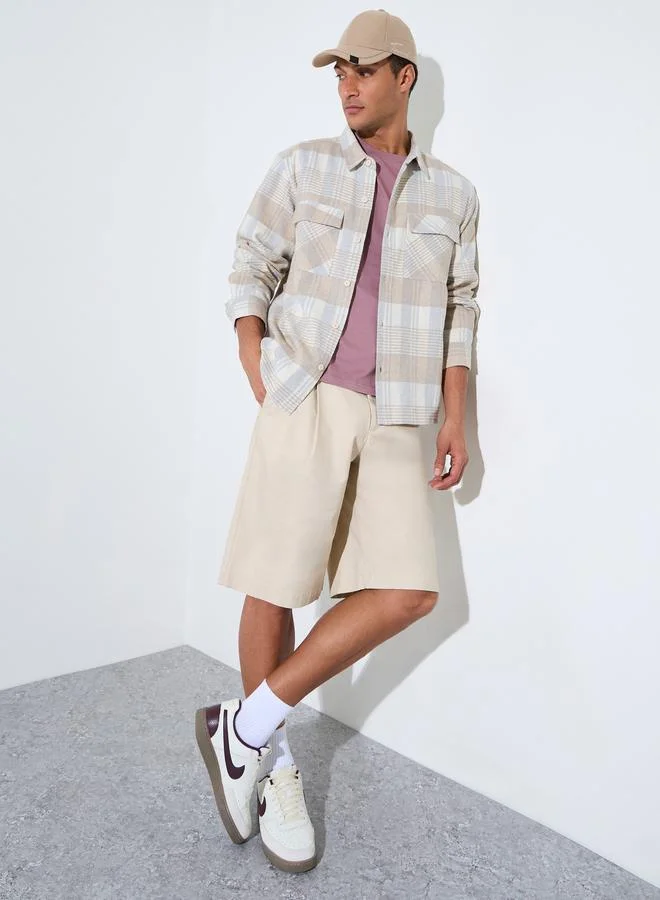 Styli  Multi-Color Checked Pocket Details Oversized Shacket for Men | Best Price UAE