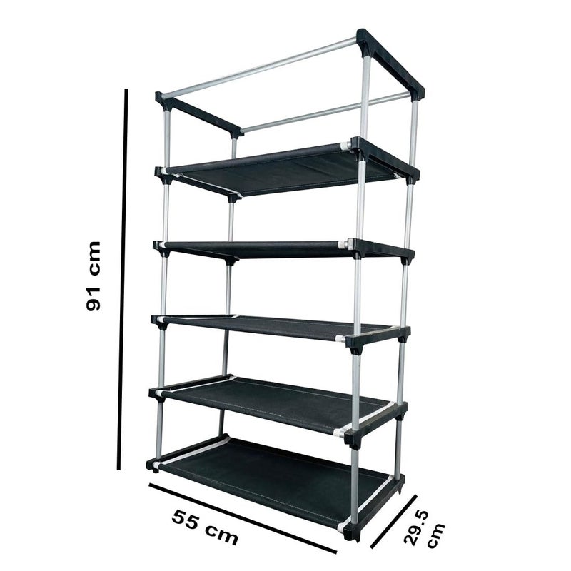 DEMARK Multipurpose 5Tiers Shoe Rack with Dustproof Zip Cover Multiuse Wide Space Storage Rack Made by Non Woven Fabric for Footwear Toys Clothes Grey DEMARK5 Layer Shoe Rack - Image 2