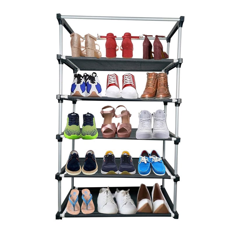 DEMARK Multipurpose 5Tiers Shoe Rack with Dustproof Zip Cover Multiuse Wide Space Storage Rack Made by Non Woven Fabric for Footwear Toys Clothes Grey DEMARK5 Layer Shoe Rack - Image 4