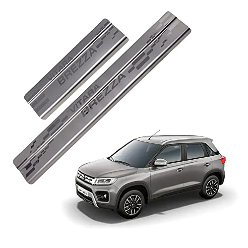Galio GFX Car Door Sill Guard - Stainless Steel, Protects Painted Edges from Scuffs or Scratches Compatible with Brezza Set of 4Pcs (After-Market) Model - 2016 to 2019 - Image 1