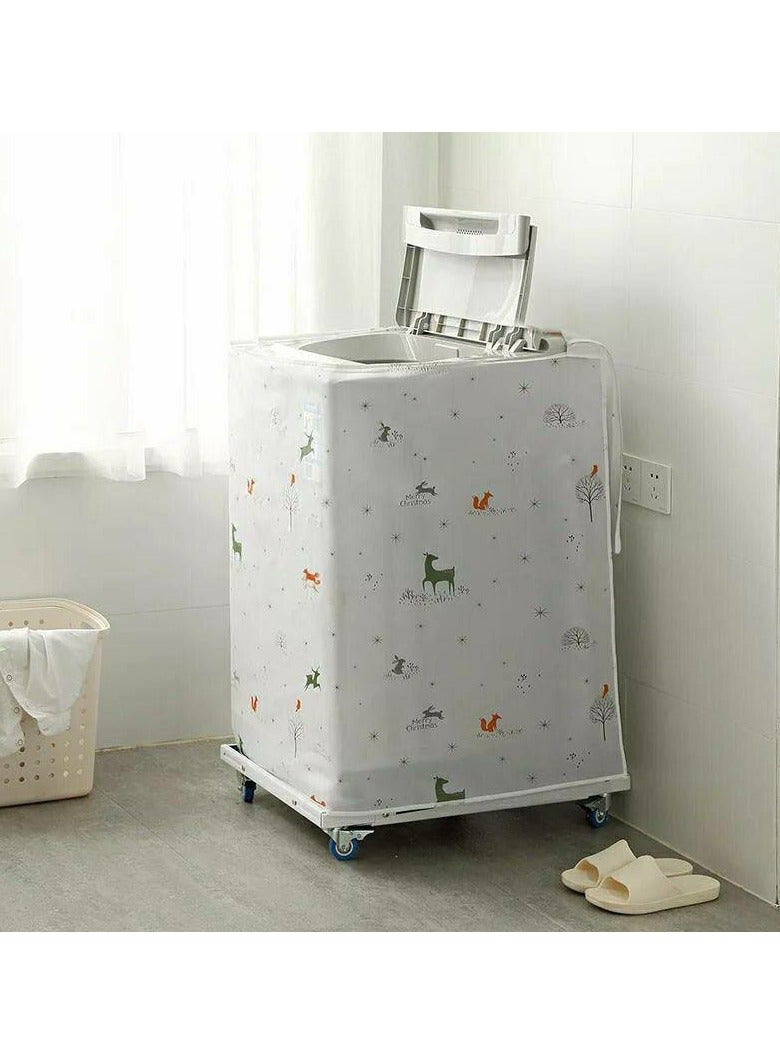 غطاء غسالة ، ومجفف مقاوم للماء ومضاد للرذاذ، حماية أمامية للغسالة للغسيل المنزلي، سحاب مقاوم للماء والغبار اللون :ابيض رسمات