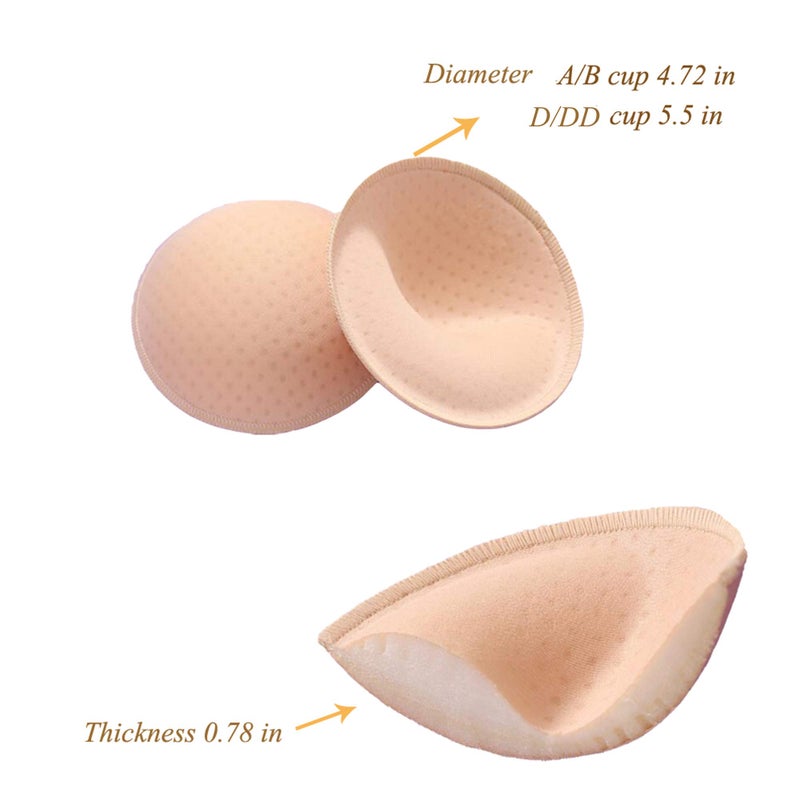 ONDY Bra Insert Pads 2 Pairs, Round Breast Enhancers,Invisible Bra Push Up Pad for Yoga Sports Bra (C/D) Beige - Image 3
