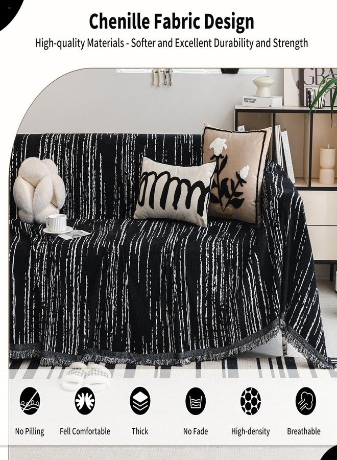 WEYOND Chenille Couch Cover Pet Friendly, Sofa Cover Washable, Reversible Sofa Slipcover for Sectional Sofa, Loveseat, 2 or 3 Cushion Couch, Corner Sofa, Futon Cover (71" X 102", Black) - Image 3
