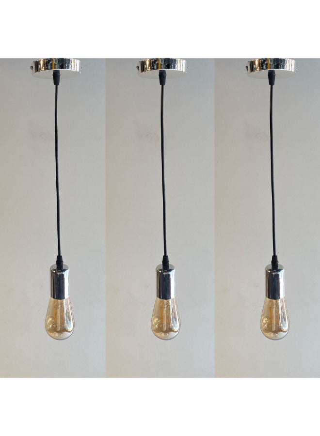 El Rawda Lighting A distinctive set of cables with a distinctive shape without lamps | modern decorative LED E27 pendant light ceiling lamp hanging | suitable for any room | Color: Silver | Size: 60x10x10 cm