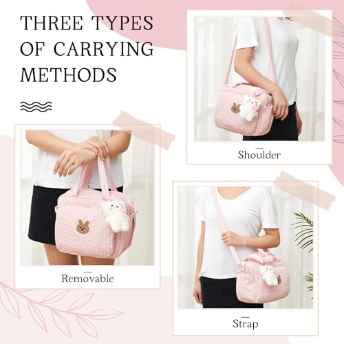 Bulyoou Small Diaper Bag Tote Multifunction Bag with Silicone Pacifier Holder Case Travel Crossbody HandbagPink - Image 3