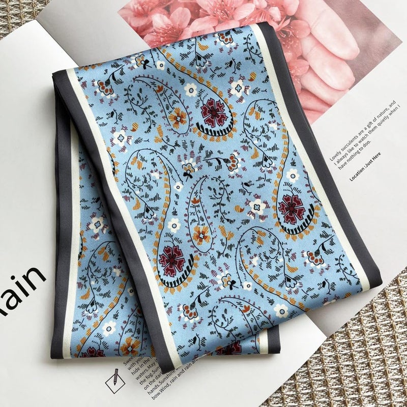 FONYVE Silk Head Scarf for Hair Fashion Headwrap for Women Lightweight Neck Tie - Image 2