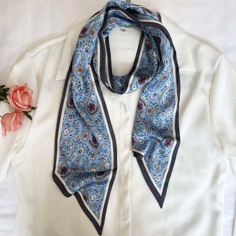 FONYVE Silk Head Scarf for Hair Fashion Headwrap for Women Lightweight Neck Tie - Image 4