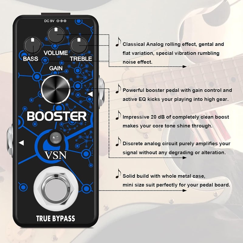 VSN Guitar Booster Effect Pedal Clean Boost Effects Pedals For Electric Guitar Pure Clean Mini Boost Pedals True Bypass - Image 3