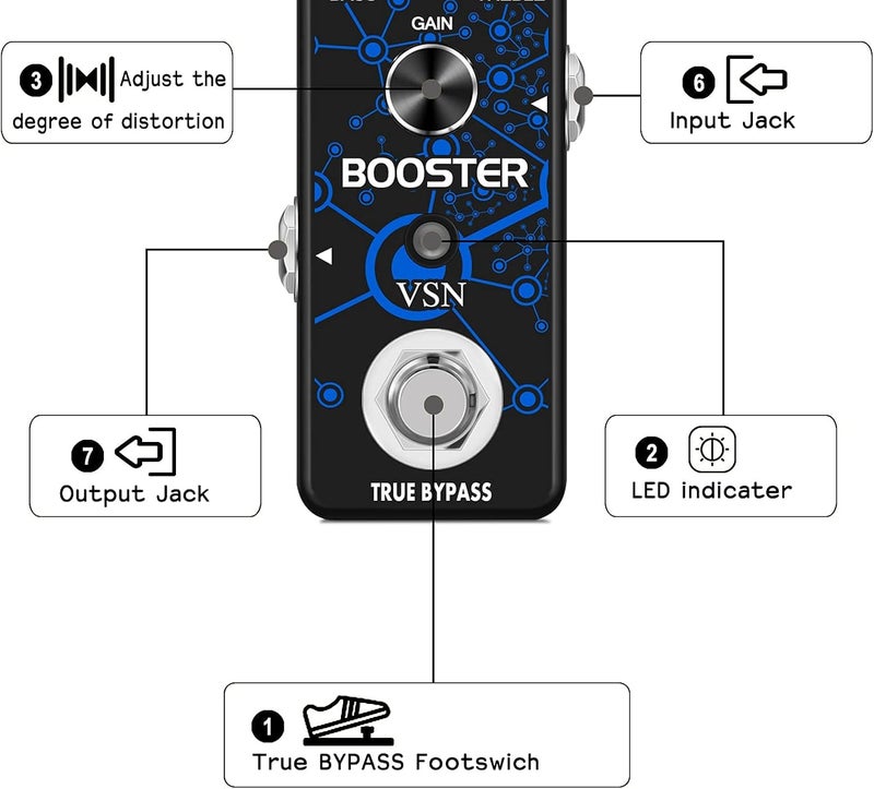 VSN Guitar Booster Effect Pedal Clean Boost Effects Pedals For Electric Guitar Pure Clean Mini Boost Pedals True Bypass - Image 2