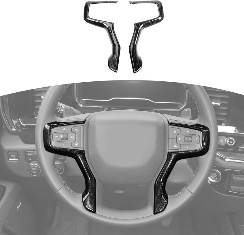 RT-TCZ Black Wood Grain Steering Wheel Panel Trim for Chevy Tahoe, Suburban, Silverado - Image 1