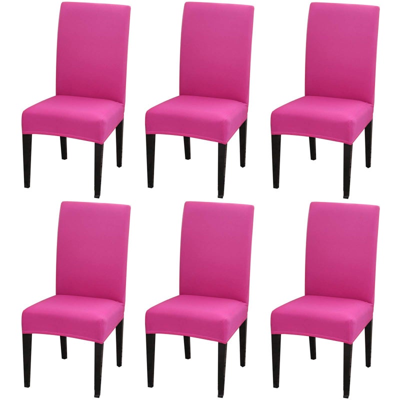 Dimatic 6 Pack Dining Chair Covers, Stretch Spandex Removable Washable Protector Chair Slipcovers for Dining Room Kitchen Hotel (Rosy) - Image 1