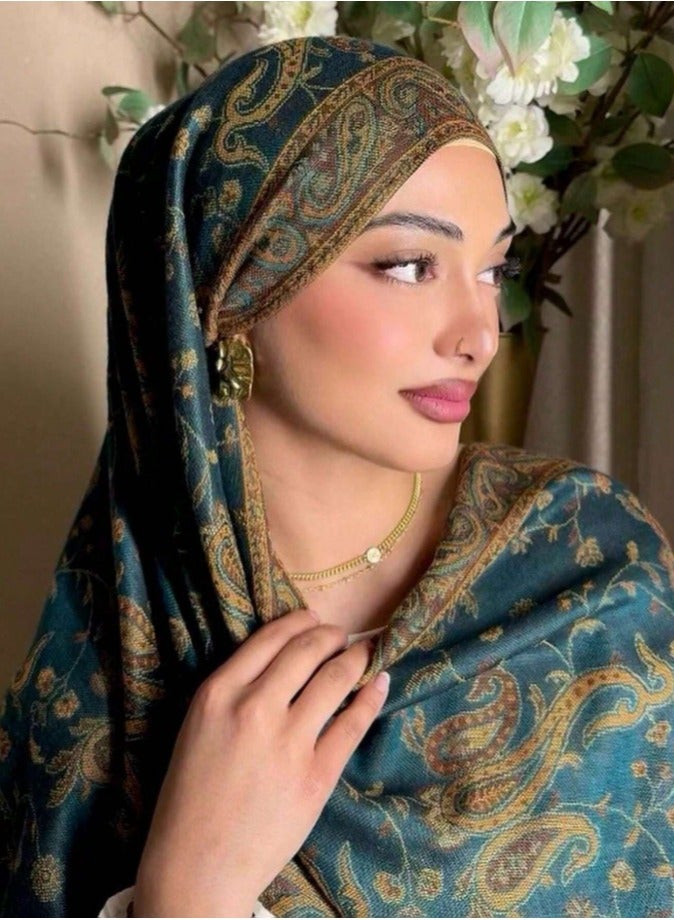 1PCS النساء الموضة الكاجو جاكارد الوشال، شال متعدد الاستخدامات مع المنصات، الوشال الرقبة الزخرفية الطويلة، النساء الكاجو حجاب - Image 4