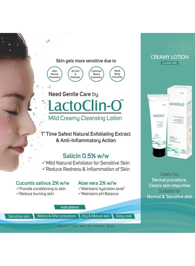 Vegetal LactoClin-O Cleansing Lotion, Hypoallergenic Face Wash for Normal & Sensitive Skin, 90 ml Pack of 2 - Image 2