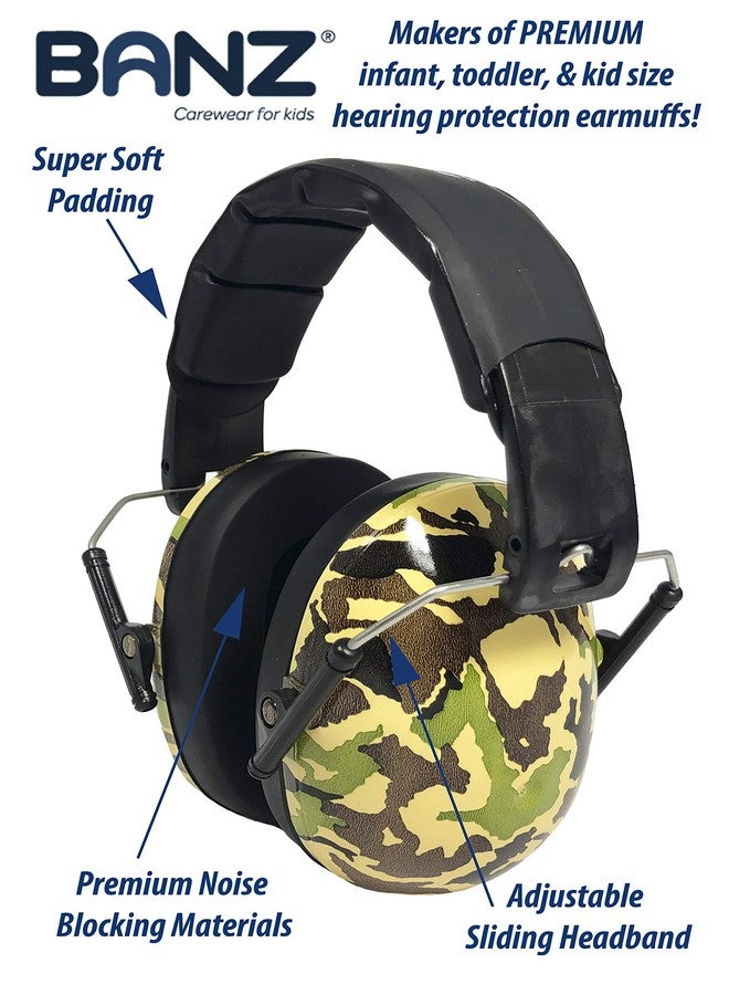 BANZ Kids Headphones - Hearing Protection Earmuffs For Children - ADJUSTABLE headband to fit all ages - Protect Kids Ears - Block Noise - Fireworks - Sporting Events - Concerts - Movies (Camo Green) - Image 2