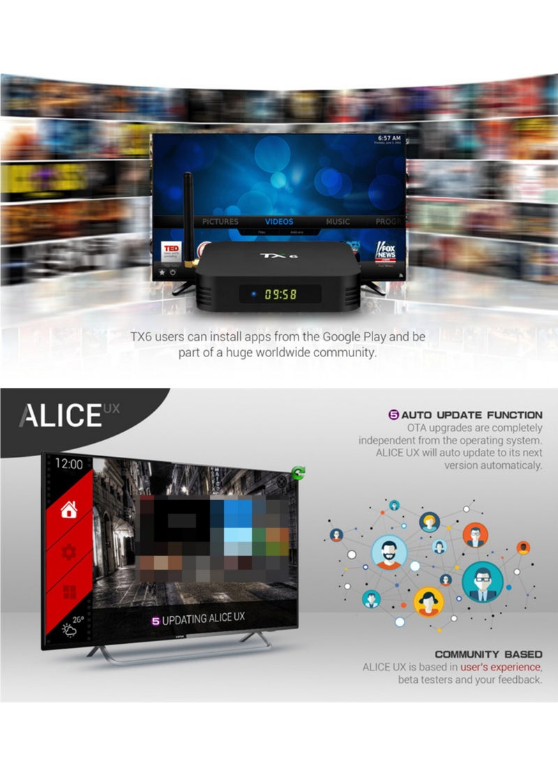 TX6 4K Smart TV Box Android TV Box with Quad core 2.4G/5G Dual Wifi  BT 4.1 - Image 4